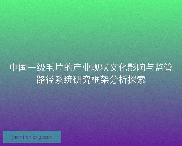 中国一级毛片的产业现状文化影响与监管路径系统研究框架分析探索