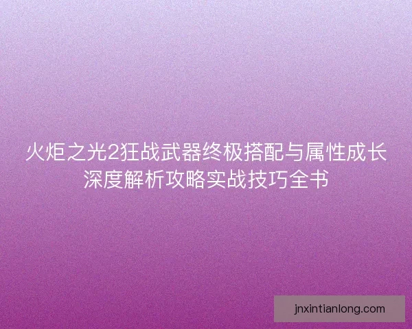 火炬之光2狂战武器终极搭配与属性成长深度解析攻略实战技巧全书